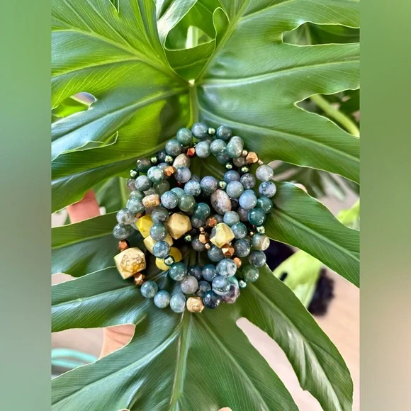 Amazonite, Moss Agate & Hematite Bracelet (one) - Picture 5 of 6